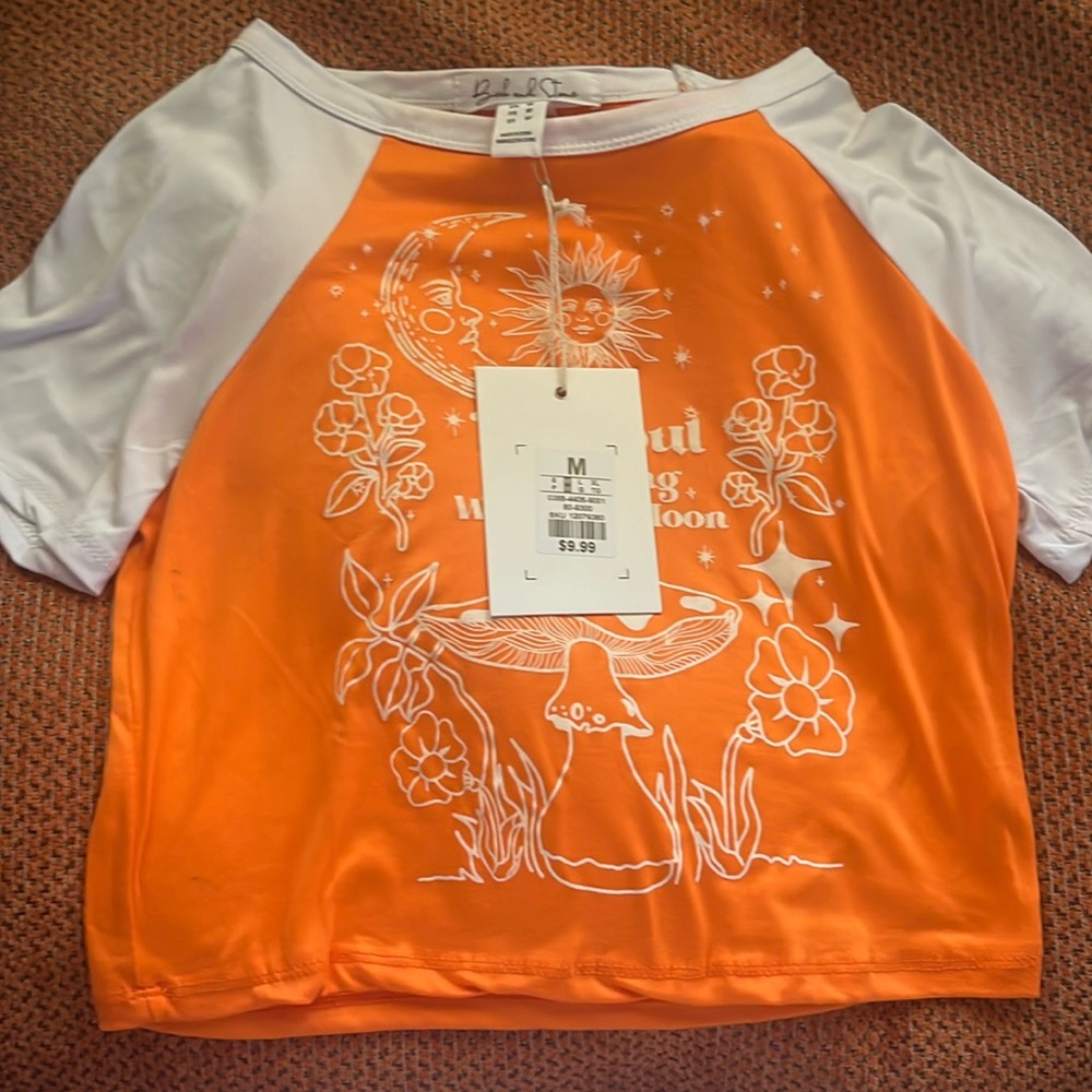 Orange and White baby tee